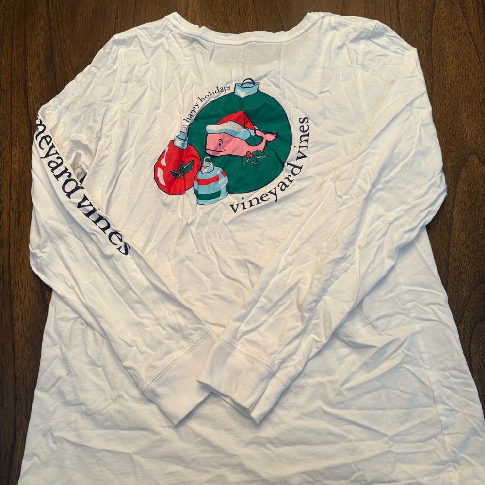 Vineyard Vines White Holiday Graphic Long Sleeve